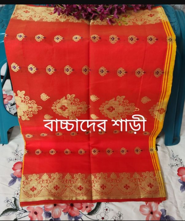 Tangail%20soft%20new%20yellow%20Jamdani%20saree%20for%20baby%20without%20blouse%20piec%20-%20Image%202