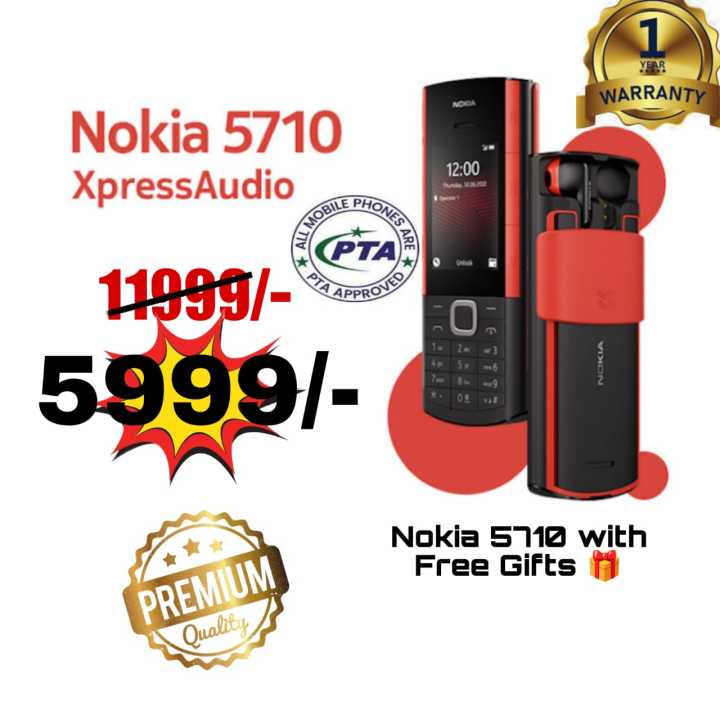 Nokia 5710 feature phone double sim PTA approved with build in airbuds good quality of product original pic attached