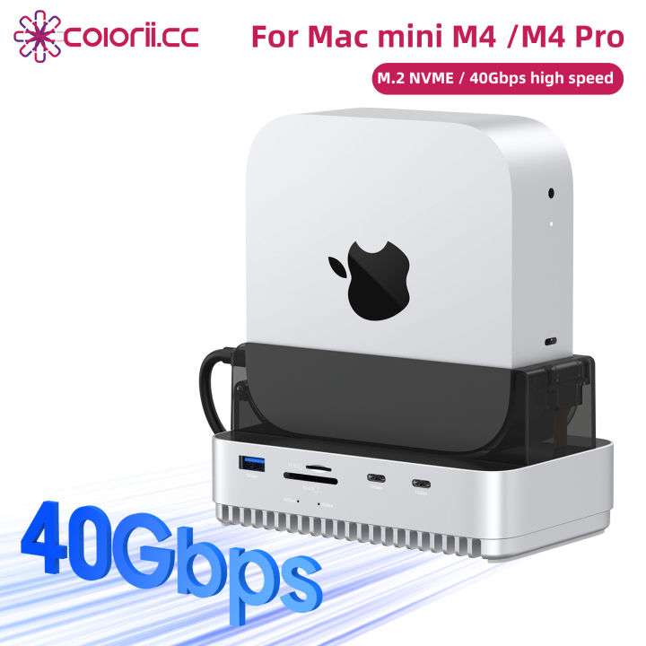 USB C Hub with M.2 SSD Enclosure 40Gbps for Mac Mini M4/M4 Pro Stand ...