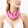 Magnetic Buckle Thin Chiffon Decorative Neck Scarf, Magnolia Print Neck Wrap, Lazy Scarf Quick Easy Fastening Neckerchief. 