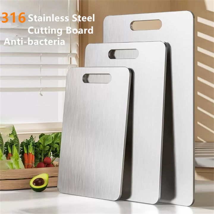 316 Stainless Steel Chopping Board Panel Kitchen Household Thickened Double Sided Kneading Dough Board Fruit Meat Cutting Board