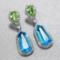 Huitan Colorful Bridal Dangle Earrings for Wedding Inlaid Geometric Cubic Zirconia Top Quality Women Earrings Luxury Jewelry New.