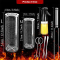 BBQ Basket Stainless Steel Rolling Grilling Basket Wire Mesh Cylinder Grill Basket Portable Round Outdoor Camping Barbecue Rack.