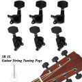 Guitar Tuning Pegs Tuner | Closed Tuner Machine Heads For Acoustic | Bass Guitar Tuning Keys | 3L & 3R | Black Colour. 