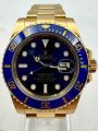 blue dial, gold watch submeriner date new rolex watch. 