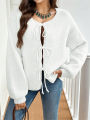 Women's commuter casual loose solid-coloured jumper V-neck autumn and winter cardigan with 2025 autumn and winter new. 