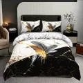 Black and white bed sheet with 2 pillow cases no duvet. 