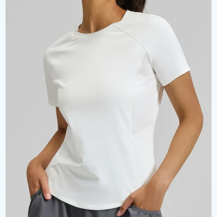 2026%20Summer%20Hot%20New%20Women's%20Sports%20T-Shirt%20Outdoor%20Running%20Short%20Sleeve%20Blue%20Crewneck%20Back%20Mesh%20Breathable%20Quick-drying%20Base%20Top%20-%20Image%205
