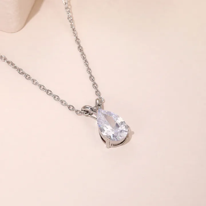 Huitan%20Water%20Drop%20Cubic%20Zirconia%20Crystal%20Women's%20Necklace%20Simple%20and%20Elegant%20Female%20Accessories%20%20Wedding%20Jewelry%202021%20Trendy%20-%20Image%206