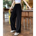 Summer Women Sweet Colorful Ice Silk Pants Lady Baggy Versatile Elastic Straight Leg Trousers Female Wide Leg High Waisted Pants.