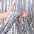 1M*2M Laser Rain Silk Curtains Wedding Celebrations Parties Birthday Decorations Background Walls With Tasse. 