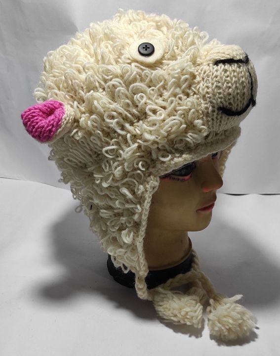 Sheep%20Design%20Ear%20Flap%20hand%20knitted%20Topi/Cap%20-%20Image%203