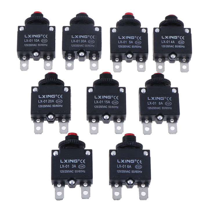 3-8A 10/15/20/30A Circuit Breaker Overload Protector Switch Fuse Thermal Current Push Button