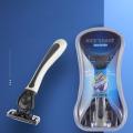 Disposable Shaving Razor Blade For Men Set 1 Holder & 4 Blades 3 Layers Stainless Steel Manual Shave Razors For Daily Face Care.