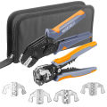 WOZOBUY 7CQK Crimping Tool Set Wire Crimper for Solar PV Connectors,Non-Insulated,DuPont,Ferrule Connectors-8 Inch Wire Stripper. 