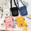 Women Canvas Small Bag Cartoon Bear Crossbody Shoulder Bags Ladies Purse Phone Bag Handbags. 