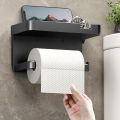 1pc Toilet Paper Holder - Space-Saving Wall-Mounted Perforated Storage Rack with Toilet Manager Holder. 