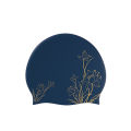 Lotus Printed Swimming Cap for Women Long Hair, Silicone Waterproof Enlarged Swim Cap, Ear Protection Swimming Caps 2 Colors. 