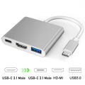3-in-1 USB C Hub with 100W Power Delivery USB 3.0 4K HDMI-compatible for MacBook Surface Chrome Steam Deck Stable Smart Adapter. 