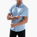 High Quality Summer Business Shirts For Men Short Sleeve Button Wrinkle Free Elasticity Social Black Office Dress Shirts US Size.