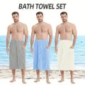 1 coral velvet men's bath towel-adjustable elastic bath towel-soft and skin-friendly, 31.5 * 55 inches, men's outdoor sauna skir. 