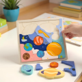 Wooden Creative Universe Puzzle, Planet Puzzle Building Blocks, Children's Educational Toys, Early Childhood Learning. 