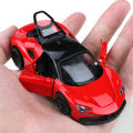 (Bagged) 1:43 die-cast metal car, imitation SF90 pullback racing car, alloy car model, three doors that can be opened, boy's toy. 