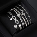 Elegant Sparkling Rhinestone Bracelets Set for Women Butterfly Heart Infinity Star Designs Open Bracelet Daily Wear Jewelry .