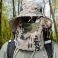 Outdoor Fisherman Hat Wide Brim Bucket Hat with Neck Cover Men Summer Breathable Mesh Sun Protection Visor Anti UV Cap Unisex.