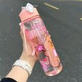 750 mL Kapibala  Cute Children's Straw Bottle High-value  | Student Portable Cartoon Water Bottle with Lanyard. 
