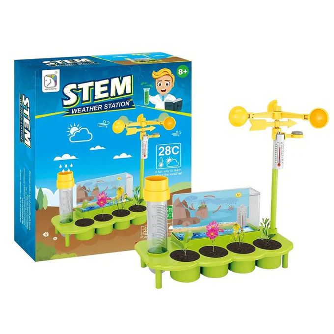 STEM Weather Station Climate Lab – Educational DIY Toy for Kids with Real Weather Tracking Tools & Plant Growth Module