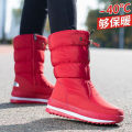 Winter thick women's snow boots Warm Plush Mid-calf Boots Non slip Waterproof Platform Snow Boot Casual Female White shoes.