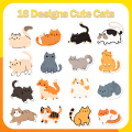 500Pcs/Roll Cute Pet Mimi Cats Stickers 2.5cm/1.0'' 16 Designs Decals Diy Adorn s Suitable for Various Packaging Home Decor.