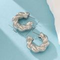 Gold Color Crystal Stone Hoop Earrings Twisted Metal Shape Silver Plating New Fashion Women Earrings Party Jewelry Birthday . 