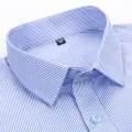 Mens Short Sleeve Shirt Business Casual Classic Plaid Striped Checked Male Social Dress Shirts Purple Blue 5XL Plus Large Size. 