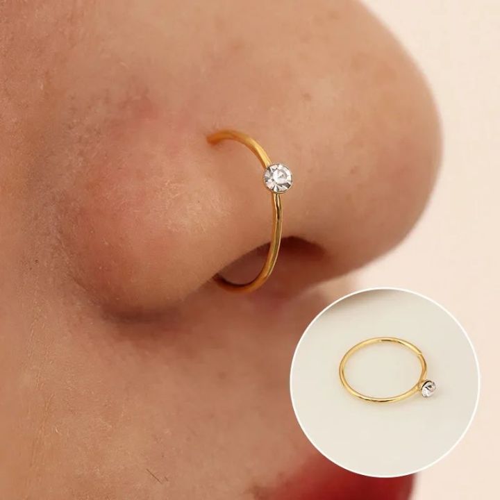 5Pcs Gold-plated NoseRing, Non Piercing Nosepin, Chutki Nosepin