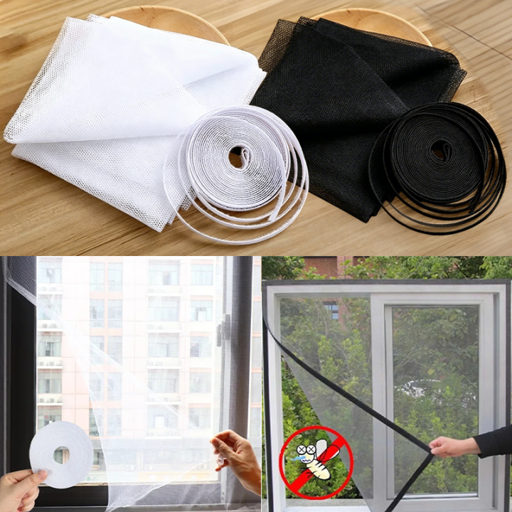 1/2/3/4Packs Anti Fly Mosquito Net DIY Self-Adhesive Fly Mosquito Window Net Mesh Mosquito Insect Bug Net Curtains for Windows