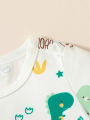 2PCS Baby Boys Summer Short Sleeve Cartoon Animal Suspenders Suit For Newborn-6M Casual Daily Wear. 