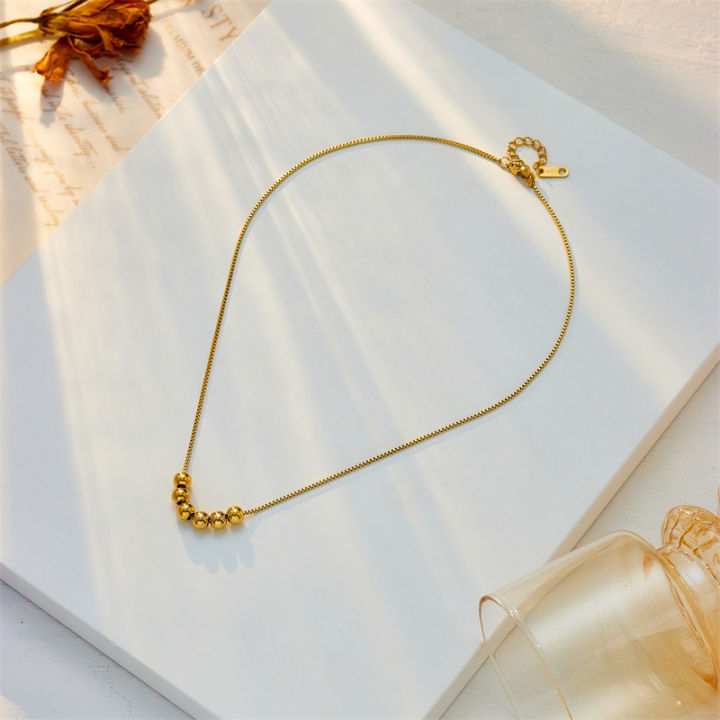 DIEYURO%20316L%20Stainless%20Steel%20Gold%20Color%20Balls%20Beads%20Pendant%20Necklace%20For%20Women%20Fashion%20Girls%20Clavicle%20Chain%20Jewelry%20Party%20%20-%20Image%204