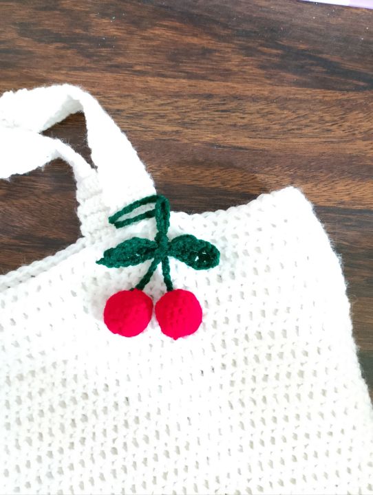 Crochet Cherry bag charm