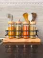 Malaysian pinewood kitchen organizer jar with rack.