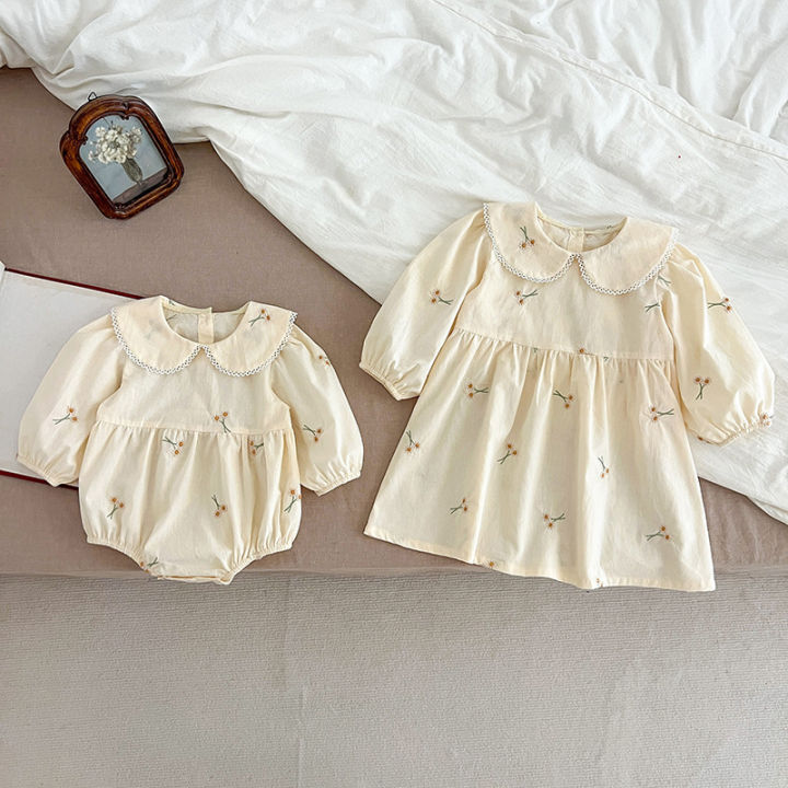 Sisters%20Clothes%20Infant%20Baby%20Girls%20Lace%20Collar%20Dress%20Rompers%20Kids%20Girls%20Embroider%20Flower%20Princess%20Dress%20Family%20Clothes%20Rompers%20-%20Image%206