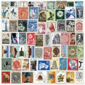 10/20/50 PCS All Different Postage Stamps Style Desc Stickers For Scrapbooking And  Journaling. 