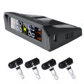 TPMS Car Tire Pressure Alarm Monitor System Real-time Display Attached to glass wireless Solar power with 4 sensors. 