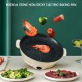 Portable 22cm Non Stick Multifunction Electric Frying Pan Skillet Oven Non-Sticky Grill Fry Baking Roast Pot Cooker Steak Barbecue Kitchen Tool For Gift Items. 