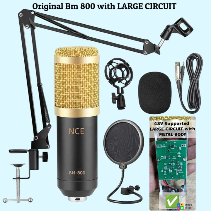 Bm 800 Condensor Microphone Kit - with Pop Filter & Arm Scissor Stand