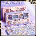 200PCS set Kawaii PET Washi Stickers Scrapbooking DIY Journal Diary Decorative Stickers Gift Set.