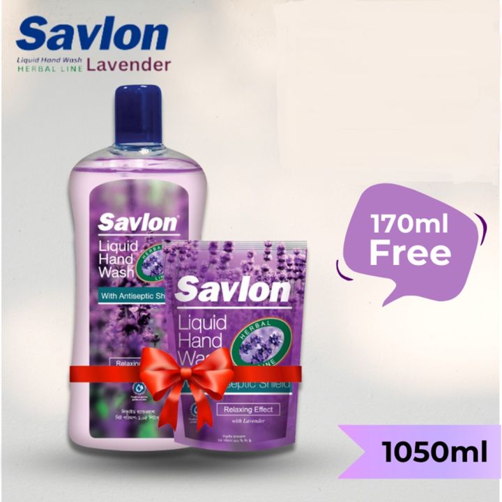 Savlon Handwash Lavender 1050ml (Get Free Lavender 170ml Pouch)
