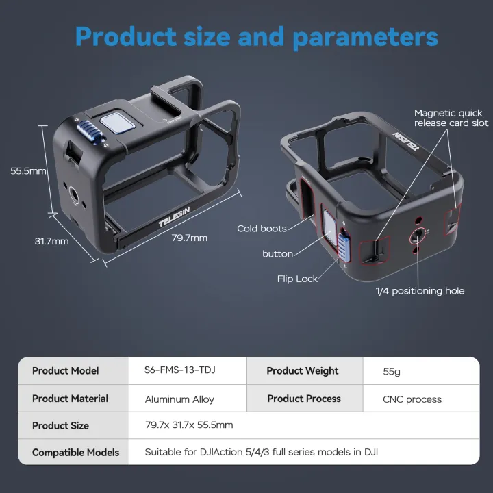 TELESIN%20Protective%20Frame%20Case%20For%20%20OSMO%20Action%203%204%205Pro%20Double%20Clod%20Shoe%20Aluminium%20Alloy%20shell%20For%20%20Action%203%204%205pro%20-%20Image%207