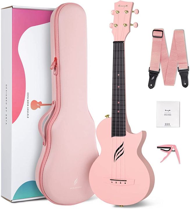 Enya Nova U Pink Carbon Concert Ukulele with hardcase and Accessories
